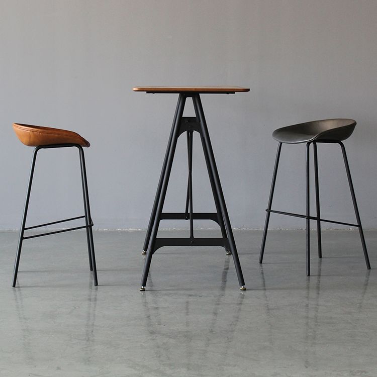 Industrial Leather Distressed Quilted Barstool Living Room Bar Stool with Bucket Seat