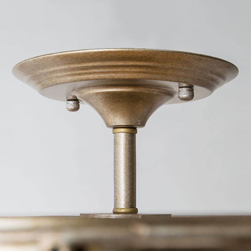 Marco de hierro de alambre de pollo Semi Flush Light Modern 3 Lights Lighting de techo de bronce con carcasa de cristal para corredor