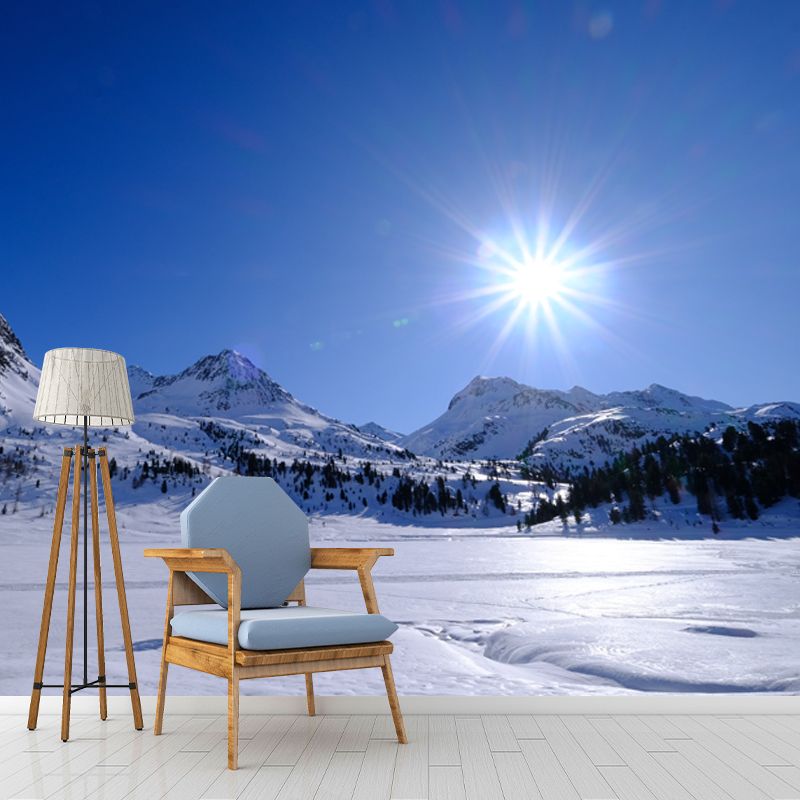 Mountain Range View Modern Wall Covering for House Interior, Water Resistant