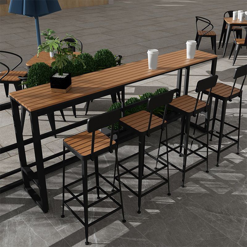 Faux Wood Rectangular Dining Set 1/2/5 Pcs Industrial Dining Table Set