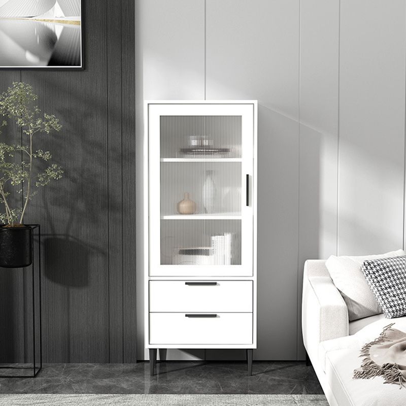 Modern Wooden Accent Cabinet with Glass 1-Door and 2 Drawers