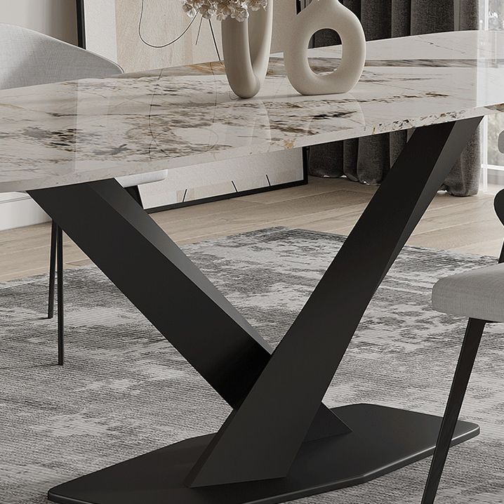 Modern Rectangle Dinette Set 1/3/4/5/7/9 Pieces Sintered Stone Top Dining Table Set