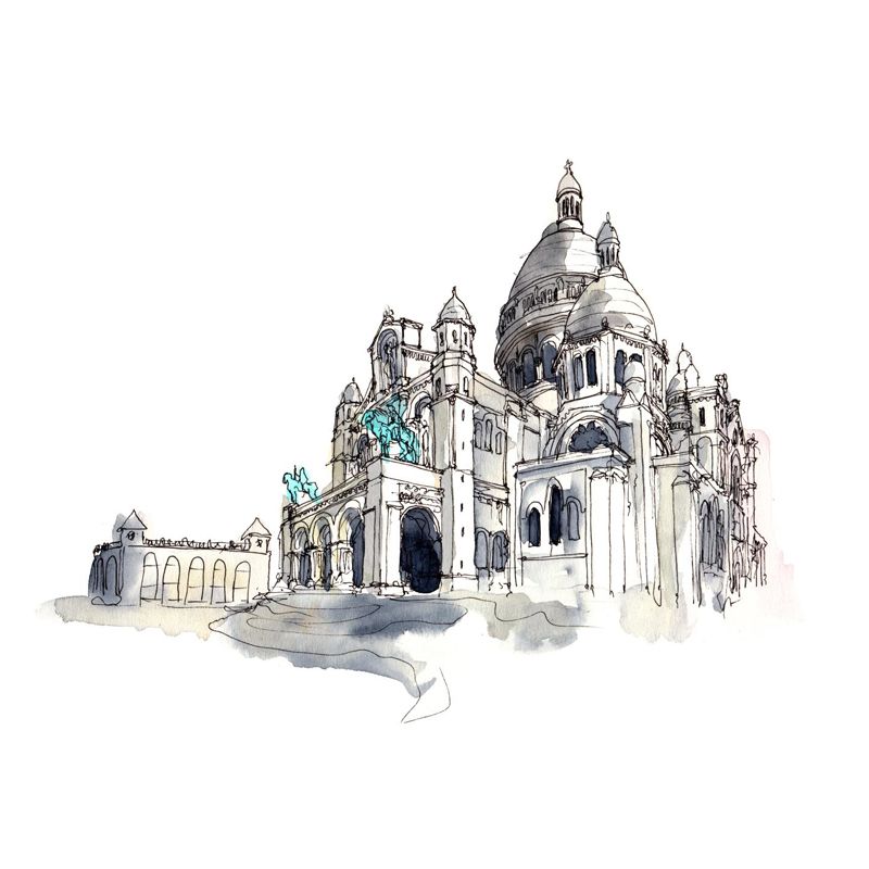 Stain Resistant Architecture View Mural Non-Woven Contemporary Wall Covering for Kitchen