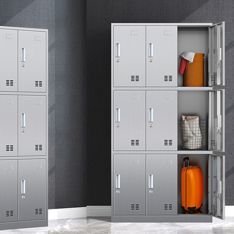 Chrome Steel Cabinet for Bathroom Modern Indoor Storage Cabinet with Hinged Doors