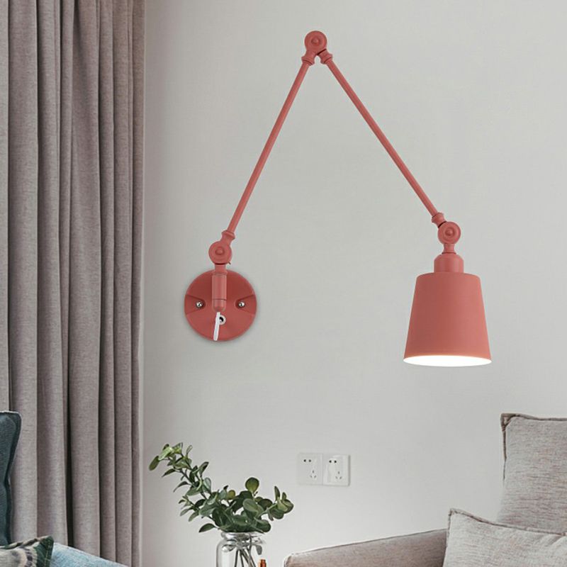 Tapered Task Wall Sconce Nordic Metal 1-Light Living Room Wall Mounted Light with Swing Arm