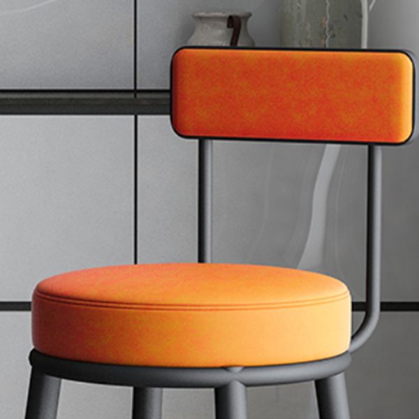 Nordic Armless Backrest Counter Stool Iron Kitchen Bar Stool with Cushion and Pedal