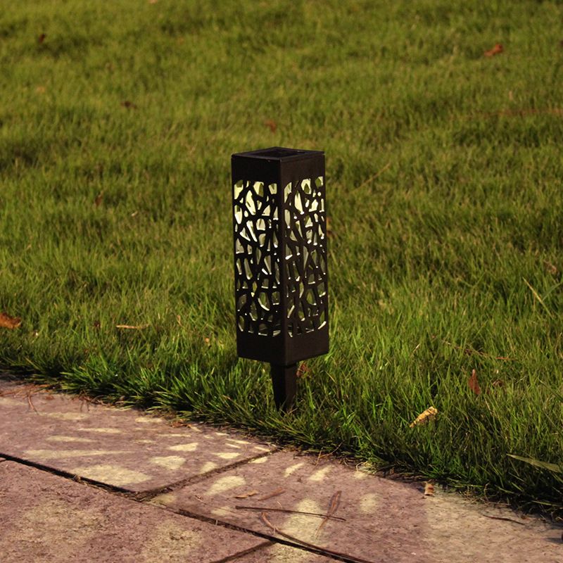 Plastic Rectangle Cutout LED Lawn Light Decorative Black Solar Ground Lighting for Garden