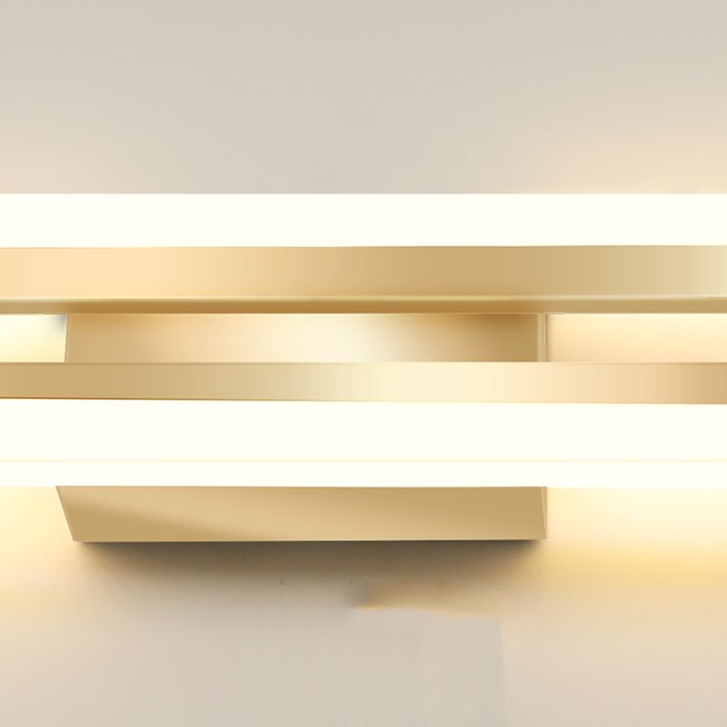 Linear Shape Metal Wall Lights Modern Style 2 Light Wall Mounted Light Fixtures in Gold