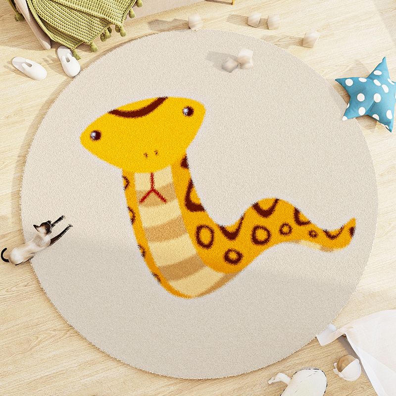 Lambswool Kids Area Carpet Stain Resistant Round Carpet Animal Print Modern Rug
