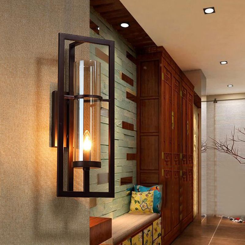 Amber Glass Black Approche du luminaire d'éclairage 1-Light Farmhouse Murd Murd Lighting for Corridor with Metal Frame