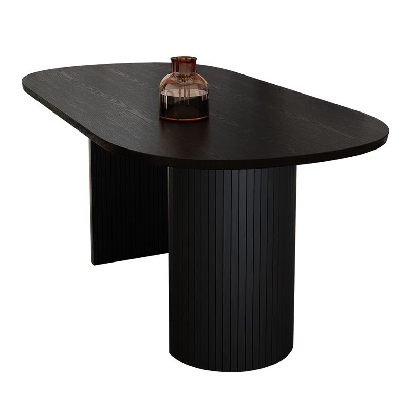 Solid Wood Contemporary Double Pedestal Dining Table Sintered Stone Table for Dining Room