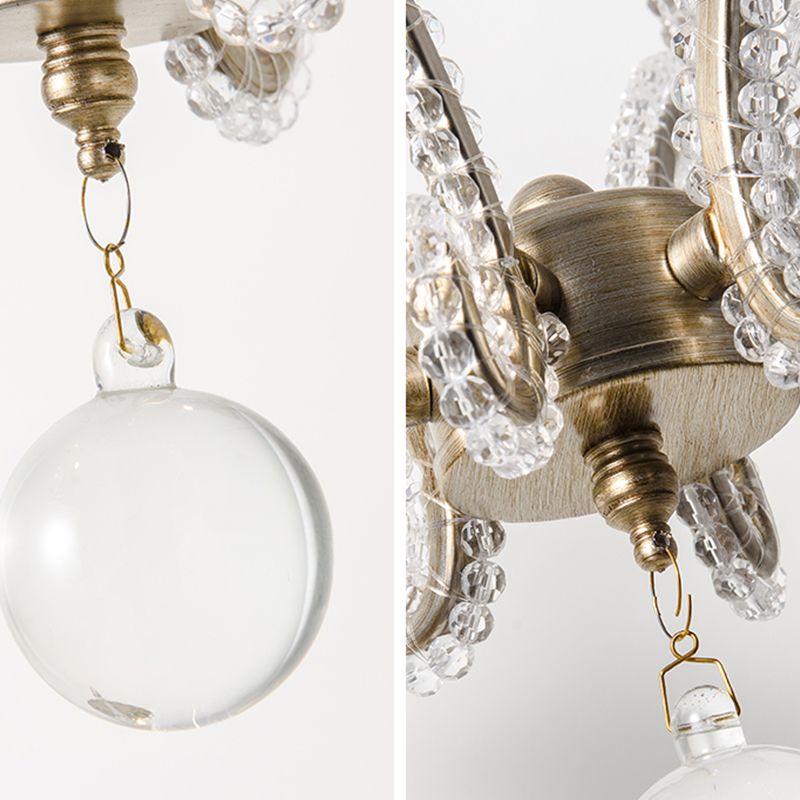 Classic Candelabra Hanging Lamp 3-Light Crystal Beaded Chandelier Light in Nickel