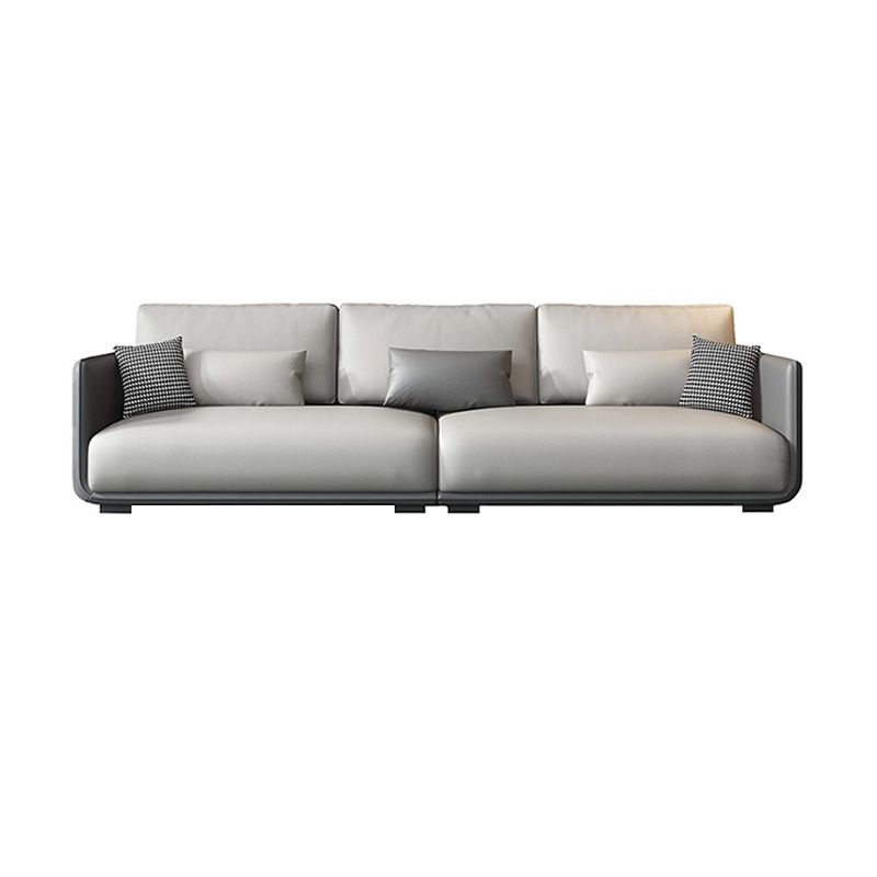 Loose Back Seating Square Arm Mid Century Modern Sofa in Gray