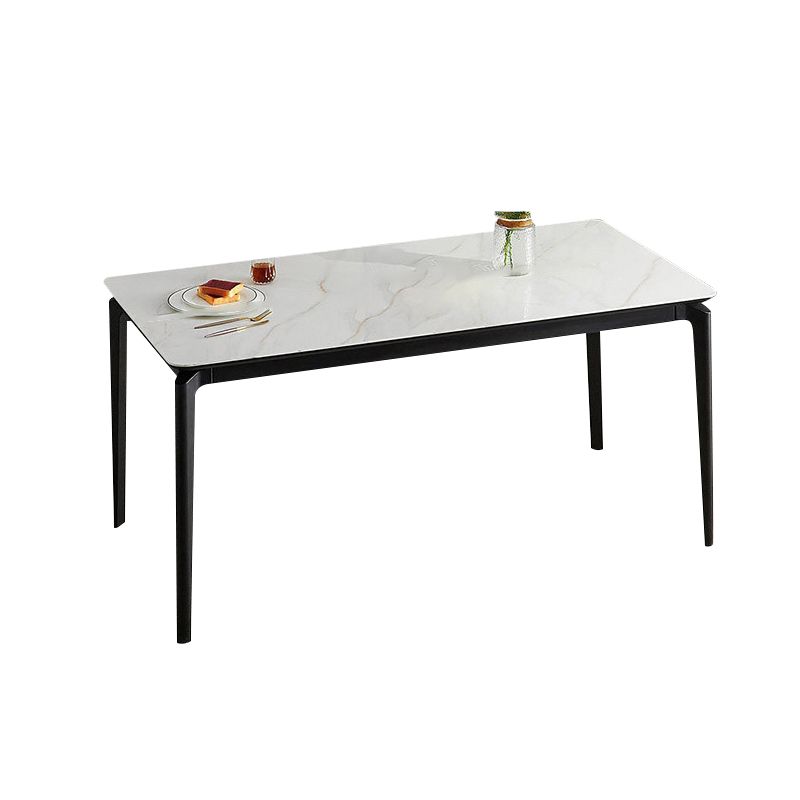 Modern Rectangular Stone Dining Table with 4 Foot for Dining Hall