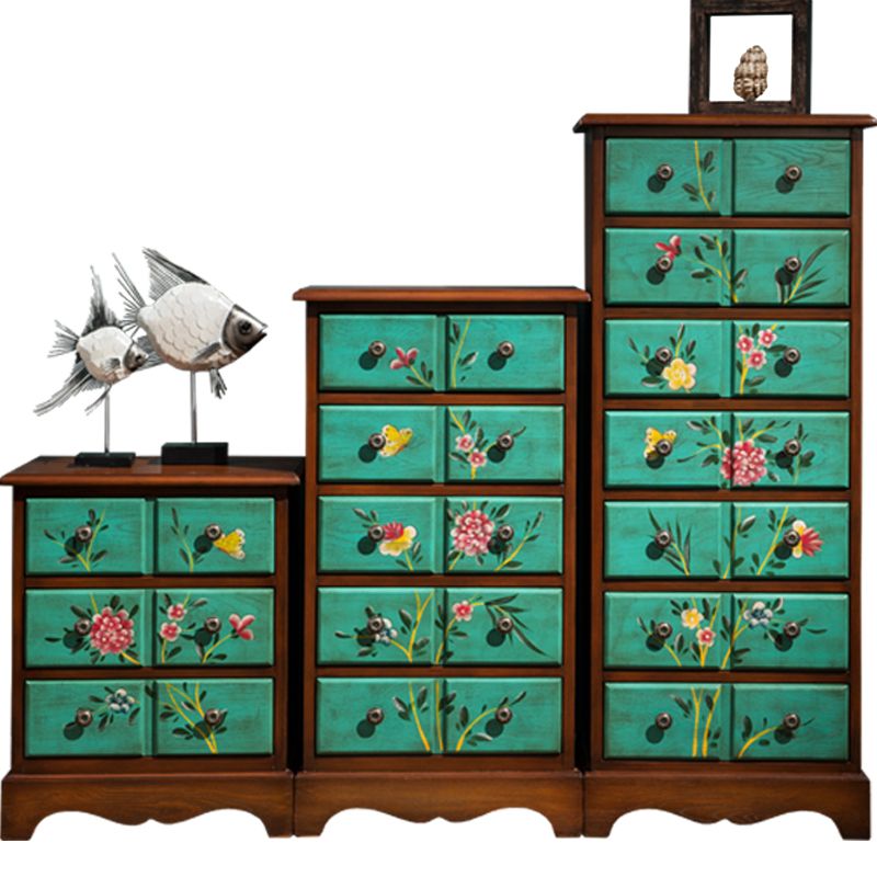 Coastal Wood Lingerie Chest Vertical Storage Chest for Bedroom