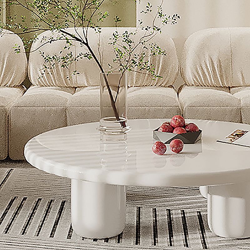 Solid Wood 4 Legs Coffee Table Round Modern Minimalist Coffee Table