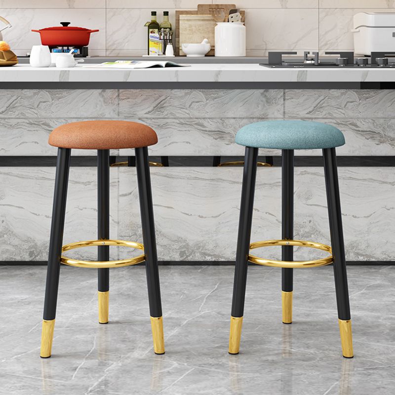Scandinavian Style Steel Legs Bar-stool Round Seat Single Counter Stool for Kitchen Bar