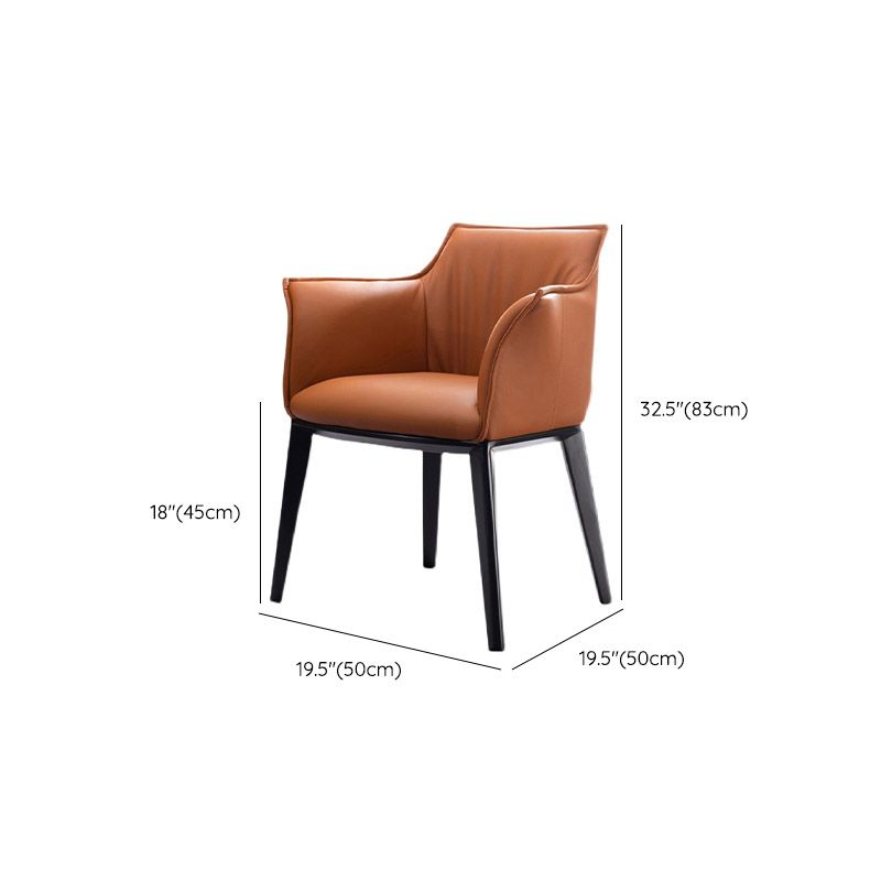 Modern Style Arm Chair Faux Leather Solid Back Dining Room Chair for Indoor