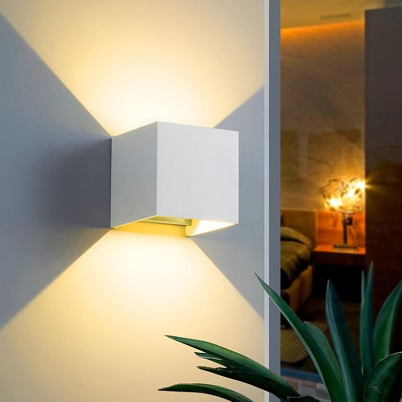 Simple Square Outdoor Wall Lamp Metal 1 Light Wall Light Fixture