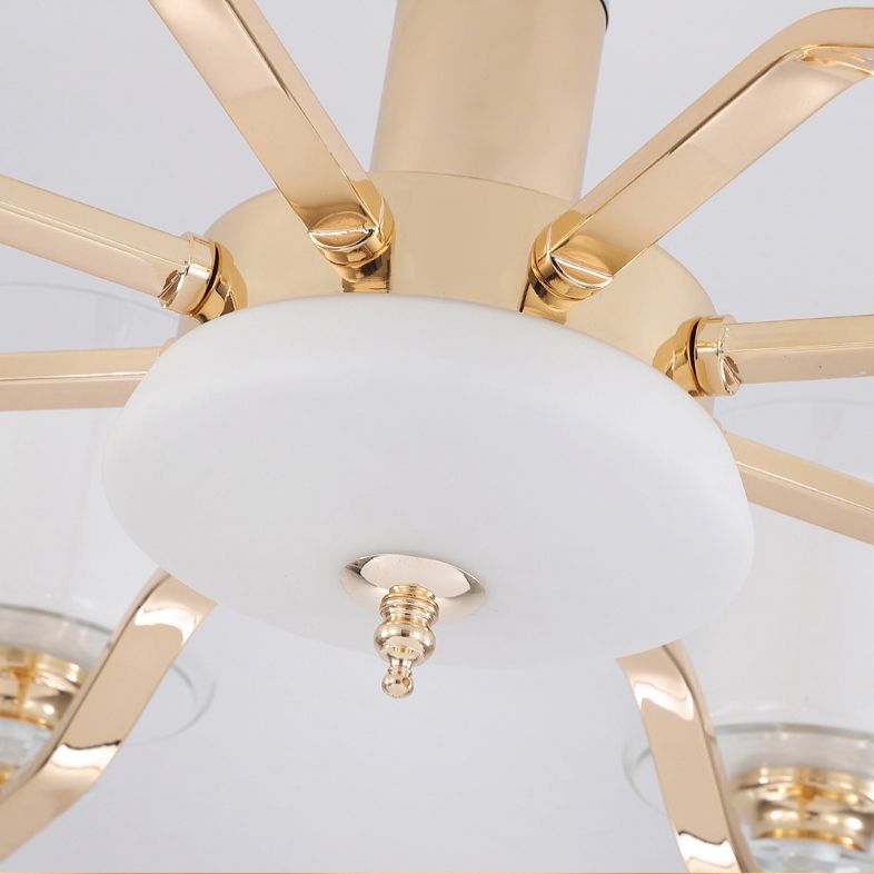 Clear and Frosted Glass Cup Chandelier Minimalist Suspension Lamp for Living Room