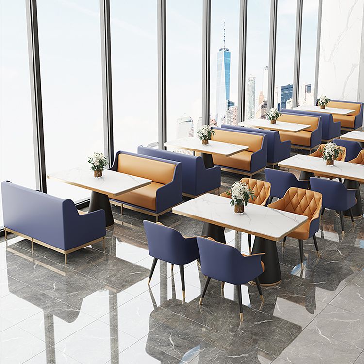 Sintered Stone Top Dining Table Traditional Luxury Dining Table with Metal Frame
