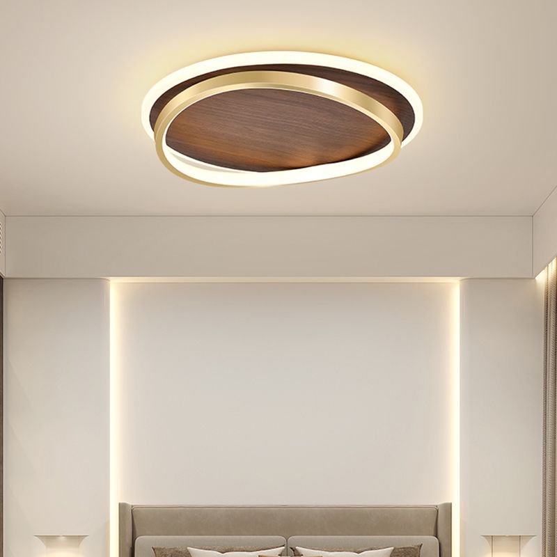 Brown Geometric Shape Flush Mount Modern Metal Ceiling Light Fixture with Acrylic Shade