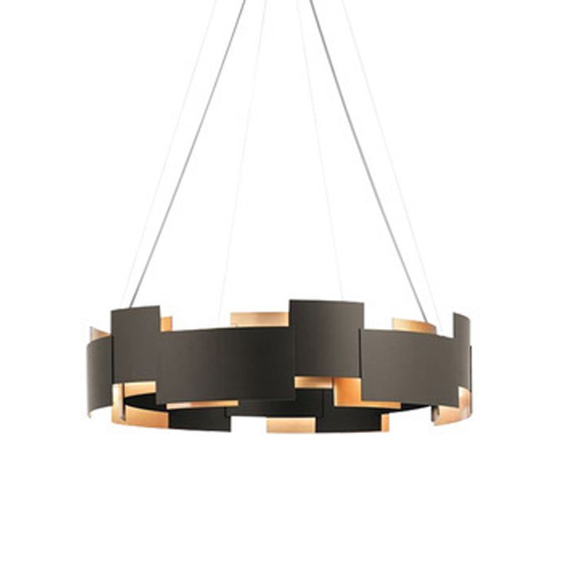 Postmodern Style Metal Chandelier Light Round Shade Pendant Light in Black