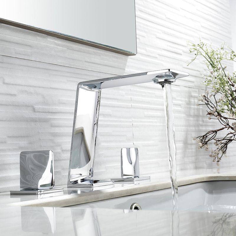 Modern Square Brass Bathroom Sink Faucet with 2-Handle Sink Faucet