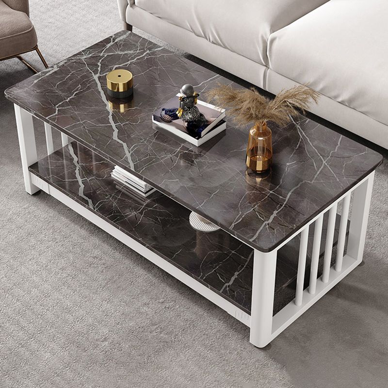 Slate 4 Legs Coffee Table Rectangle Single Coffee Table with Shelf