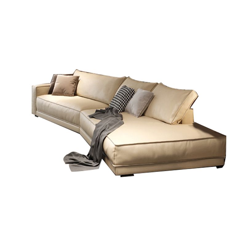 Contemporary Glam Sloped Arm Sofa with Pillows Genuine Leather Sofa in Gray