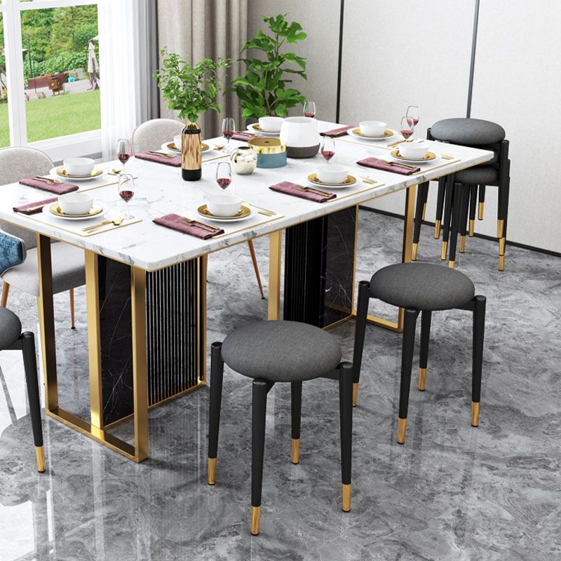 Luxury Ottoman Velvet Tear Resistant Metal Legs Solid Color Round Ottoman