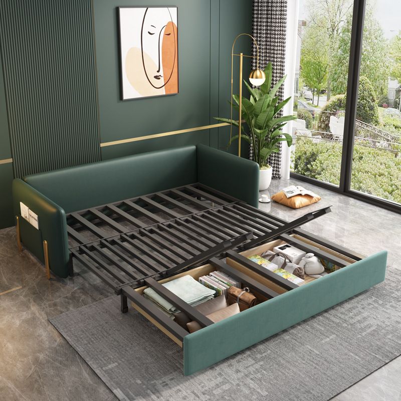 34" Wide Glam Futon Sofa Bed Green Futon Sleeper Sofa with Storage