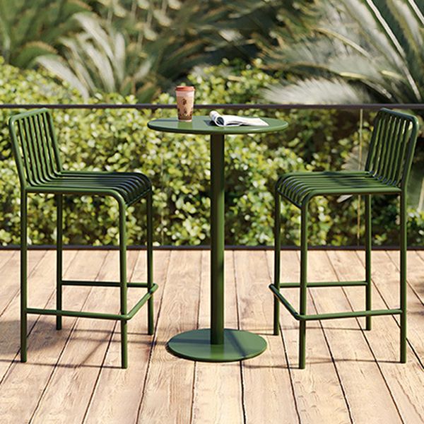 Contemporary Round Bar Table Set 1/3/4 Pcs Metal Bar Height Set
