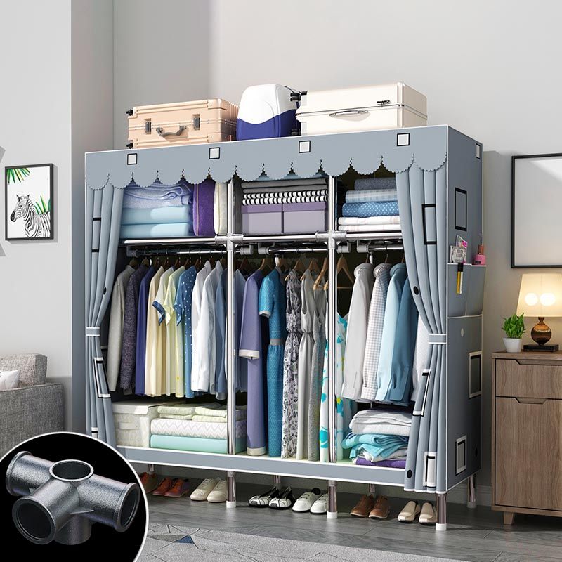 Contemporary Style Wardrobe Armoire Wood Armoire with Clothes Rail for Bedroom
