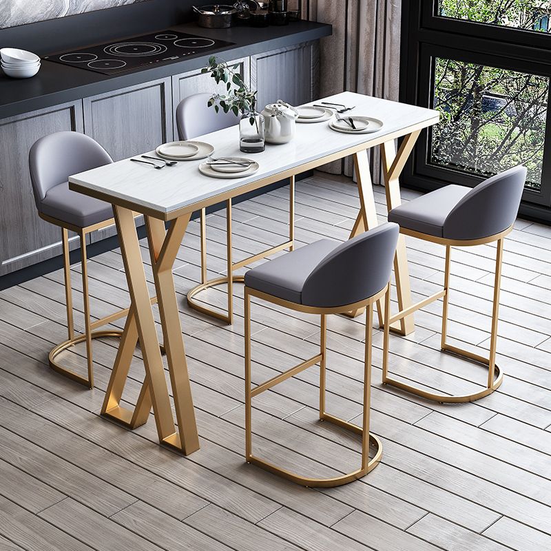 Contemporary 1/2/3/5/7 Pieces Bar Table Set Rectangle Stone Bar Table with Bar Stool