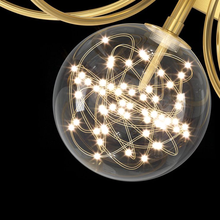 Simplicity Style Gold Circles LED Ceiling Light Crystal Petals Decorative LED Light Strings Clear Glass Globe Lighting Fixture for Bedroom