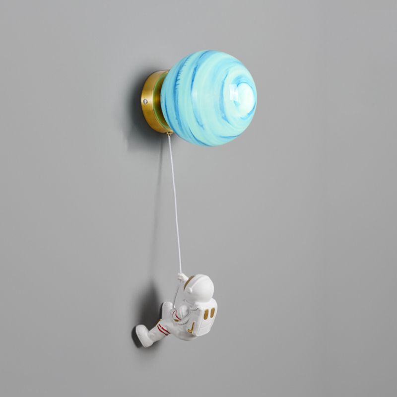 Ball Shade 1 - Light Wall Light Kids Style Iron and Glass Wall Fixture with Resin Accents