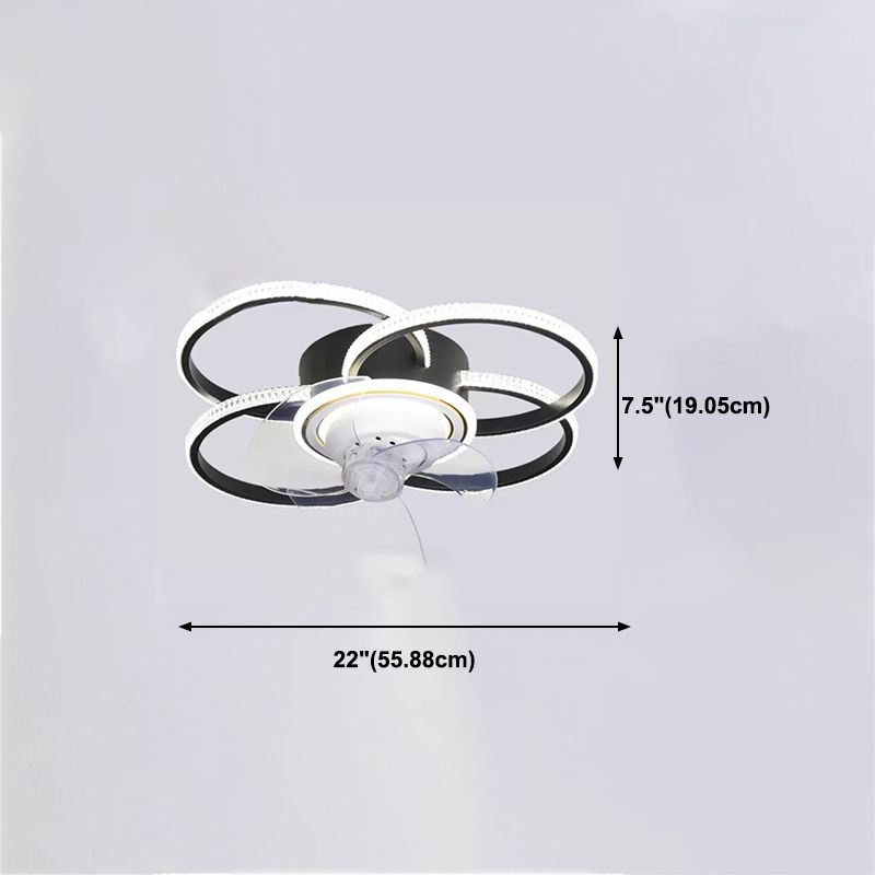 Geometric Shape Metal Ceiling Fan Modern Style Multi Lights  Ceiling Fan Lamp