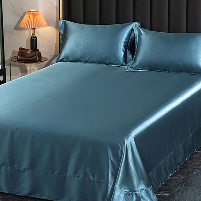 Elegant Fitted Sheet Modern Silk Ultra Soft Soild Bed Sheet Set