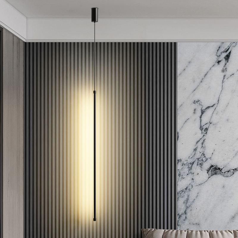 Salon pendentif linéaire lampe en aluminium LED de suspension minimaliste en noir