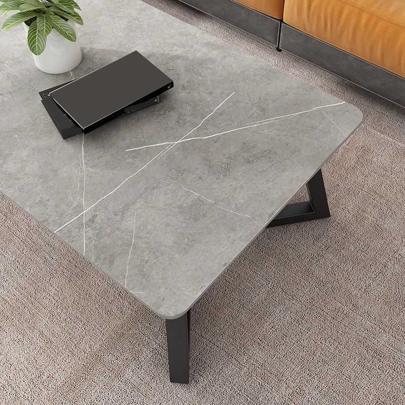 Contemporary 17.7" H Coffee Table Rectangular Stone 1 Single Cocktail Table