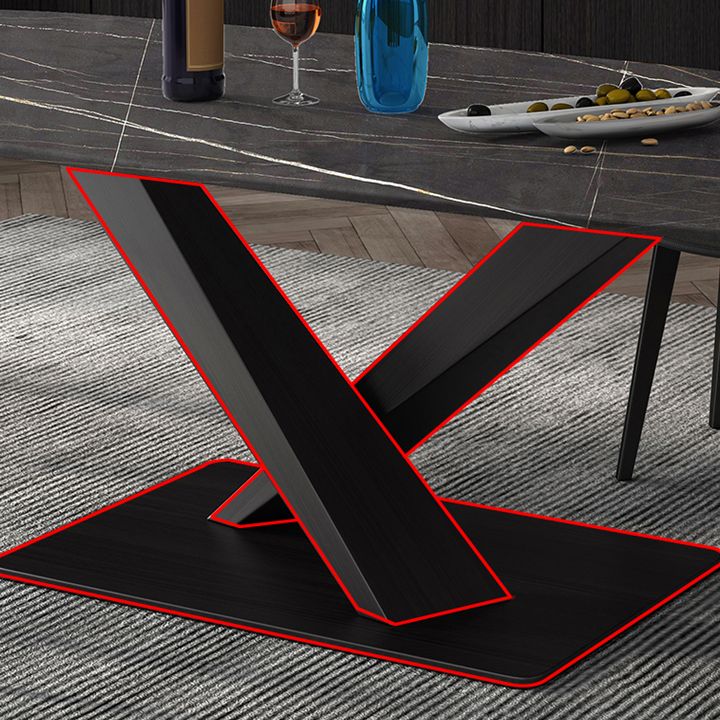 Contemporary Dining Set 1/4/5/7 Pcs Black Sintered Stone Dining Table and Armless Chairs