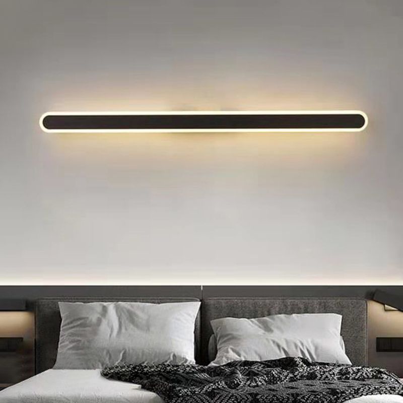 Forma lineare Fonce in metallo Sconce Modern MODERNI IL LIGHT MONTO A MOLTO MOLTO SINGOLO IN NERO