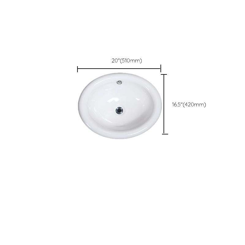 Contemporary Bathroom Sink Porcelain Oval-Shape Drop-in Bathroom Sink without Faucet