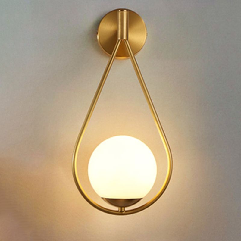 Ball Shaped Bedroom Wall Sconce Lighting Glass Simplicity Style Sconce Light Fixture in Gold
