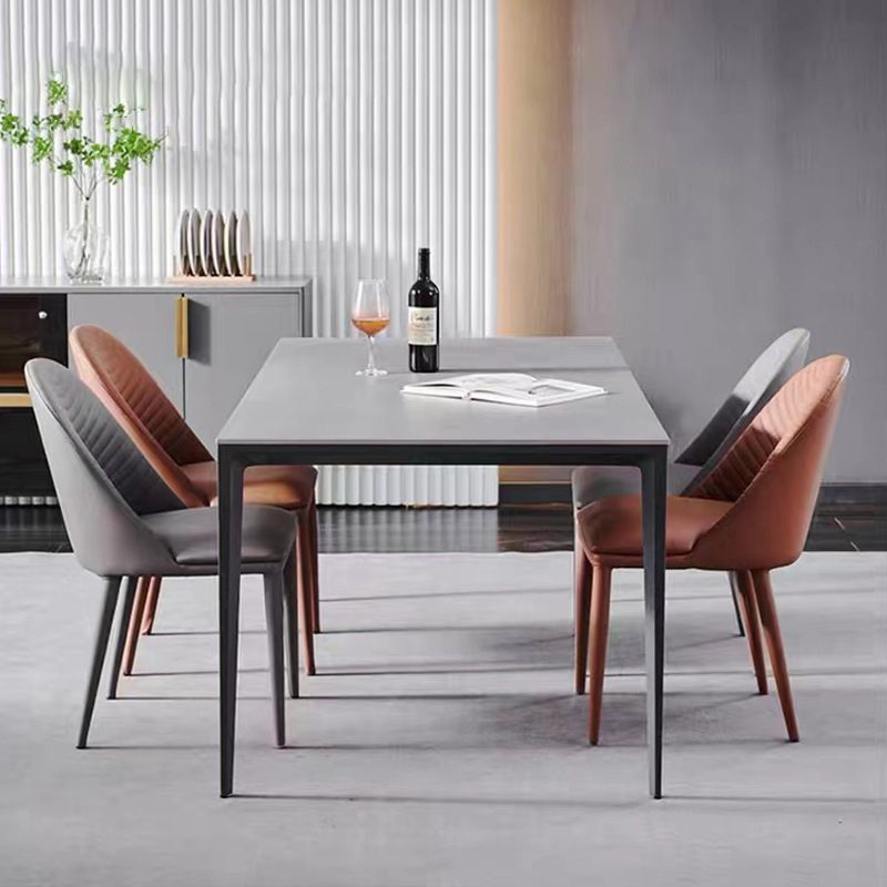 Metal Base Indoor Dining Chair 19'' Wide Parsons Leather Chair for Restaurant