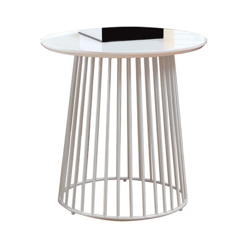 Metal Round Frame Side Table Contemporary Simple Dia 19.7" End Table