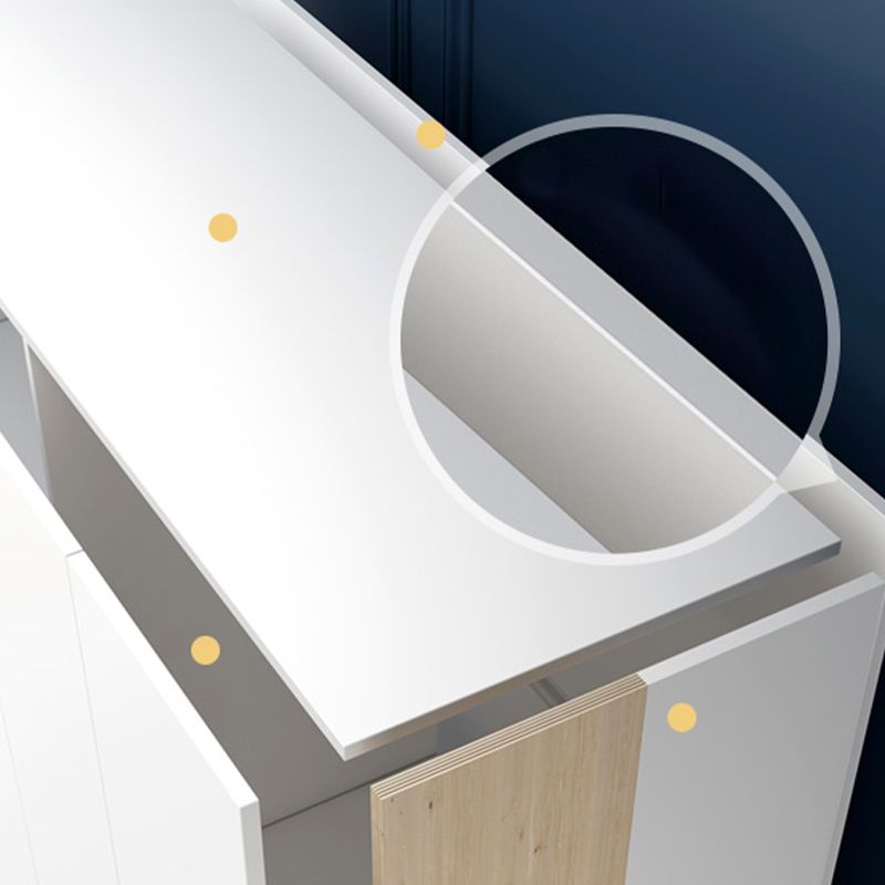 White Engineered Wood Wardrobe Modern Style Cabinet with Drawer