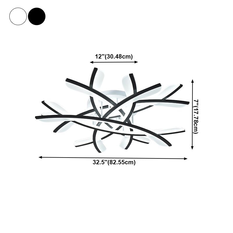 Line Shape LED Ceiling Lamp Modern Iron Flush Mount for Bedroom Study