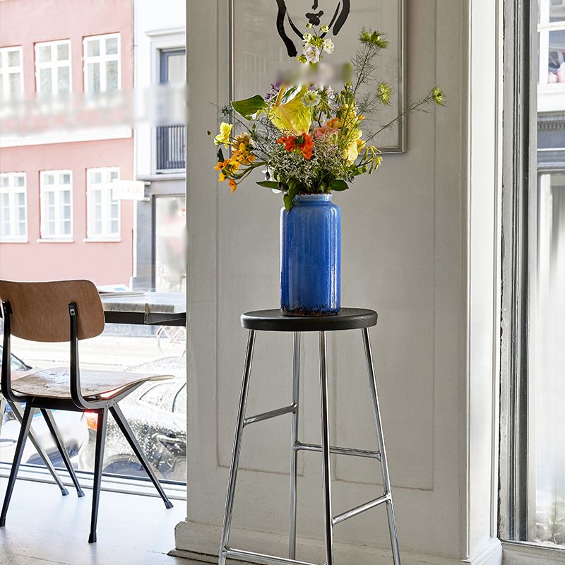 Modern Footrest Backless Barstool Matte Finish Oak Wood Coffee Shop Stool